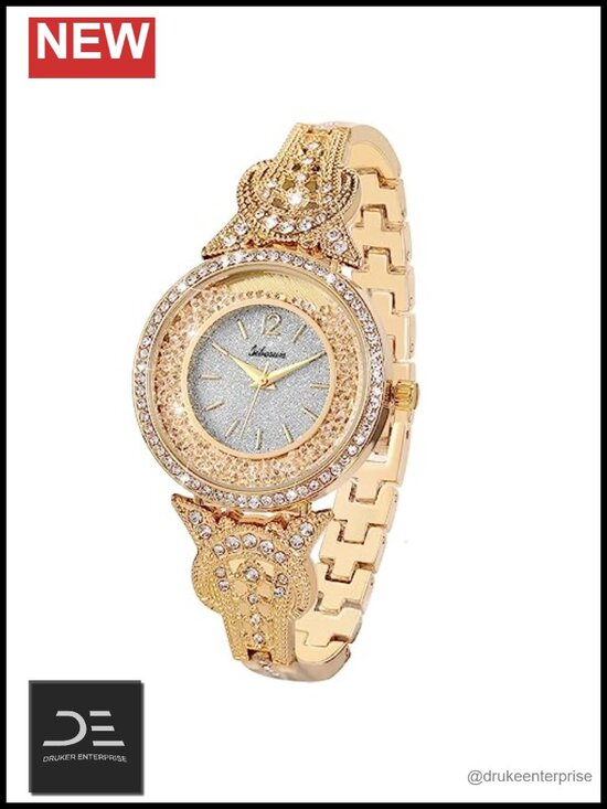 Lady Wrist Watch Quartz Gold Stainless Steel Crystal Dress Fashion Bracelet main image 5
